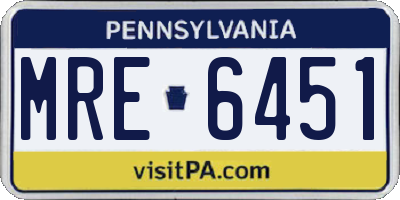 PA license plate MRE6451