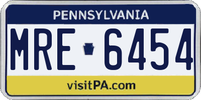 PA license plate MRE6454