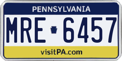 PA license plate MRE6457