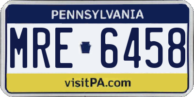 PA license plate MRE6458