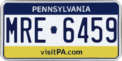 PA license plate MRE6459