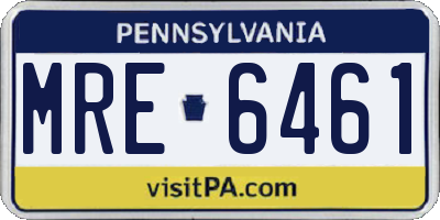 PA license plate MRE6461