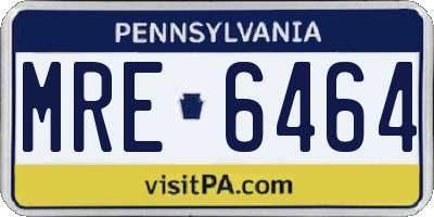 PA license plate MRE6464