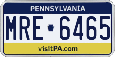 PA license plate MRE6465