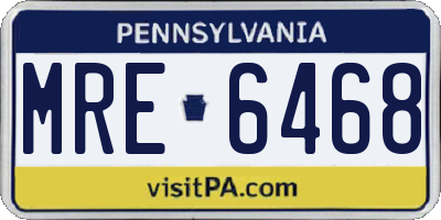 PA license plate MRE6468