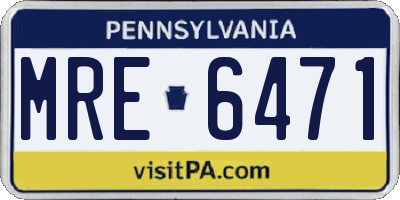 PA license plate MRE6471