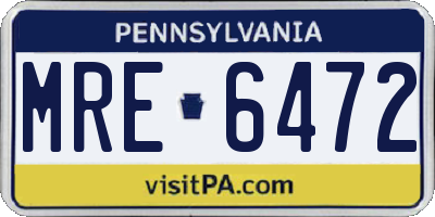 PA license plate MRE6472