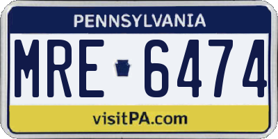 PA license plate MRE6474