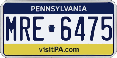 PA license plate MRE6475