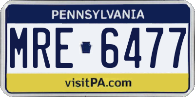 PA license plate MRE6477