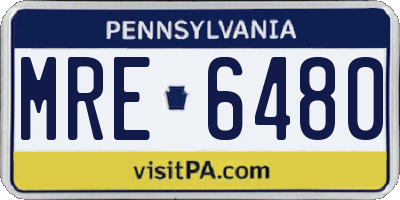PA license plate MRE6480