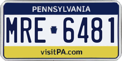 PA license plate MRE6481