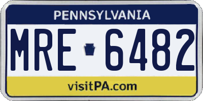 PA license plate MRE6482