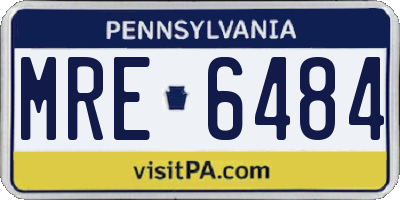 PA license plate MRE6484