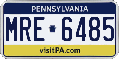 PA license plate MRE6485