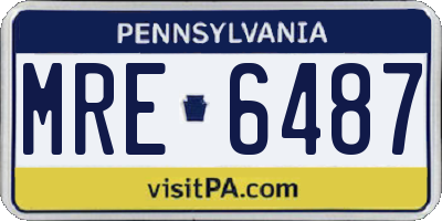 PA license plate MRE6487