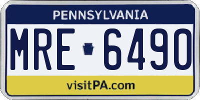 PA license plate MRE6490