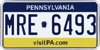 PA license plate MRE6493