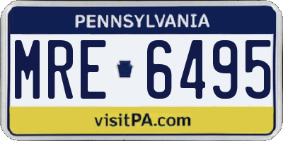 PA license plate MRE6495