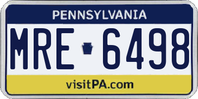 PA license plate MRE6498