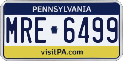 PA license plate MRE6499