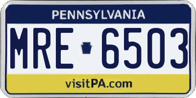 PA license plate MRE6503