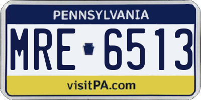 PA license plate MRE6513