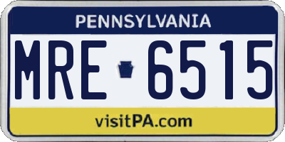 PA license plate MRE6515