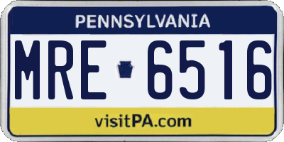PA license plate MRE6516