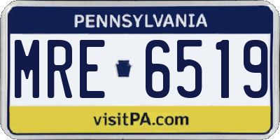 PA license plate MRE6519