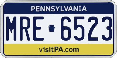 PA license plate MRE6523