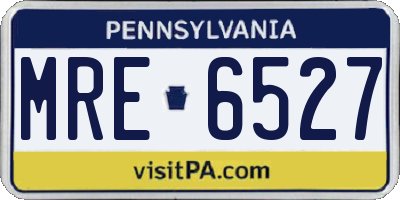 PA license plate MRE6527