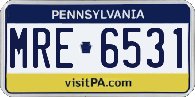 PA license plate MRE6531