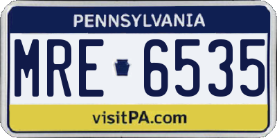 PA license plate MRE6535