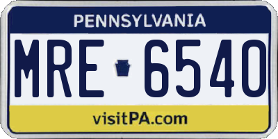 PA license plate MRE6540