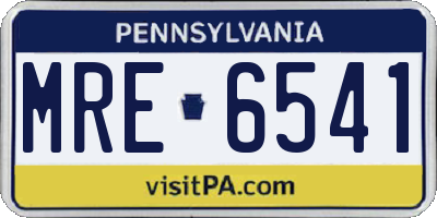 PA license plate MRE6541