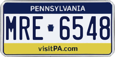 PA license plate MRE6548