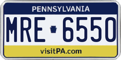 PA license plate MRE6550