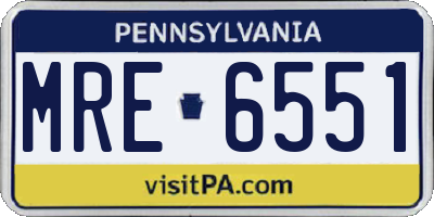 PA license plate MRE6551