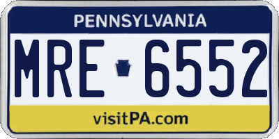 PA license plate MRE6552