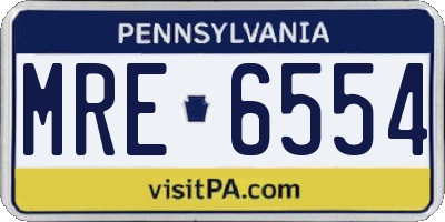 PA license plate MRE6554