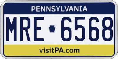 PA license plate MRE6568
