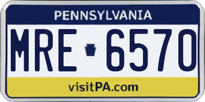 PA license plate MRE6570