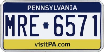 PA license plate MRE6571