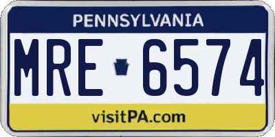 PA license plate MRE6574