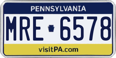 PA license plate MRE6578