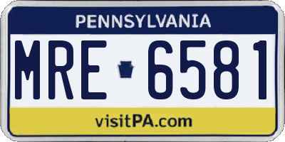 PA license plate MRE6581