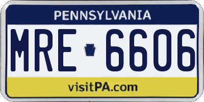 PA license plate MRE6606