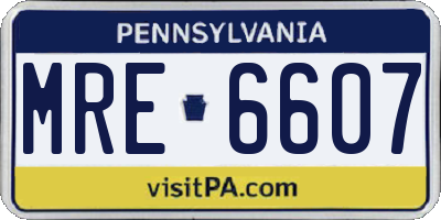 PA license plate MRE6607