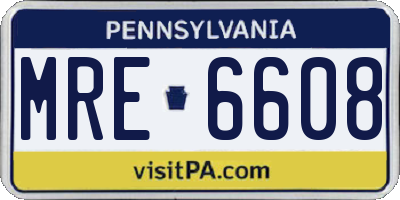 PA license plate MRE6608